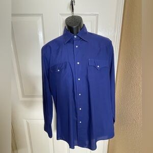 Vintage 80s - Pardners - Men's blue Long Sleeve Shirt - Long Tail‌‌‌‌‌‌‌‌